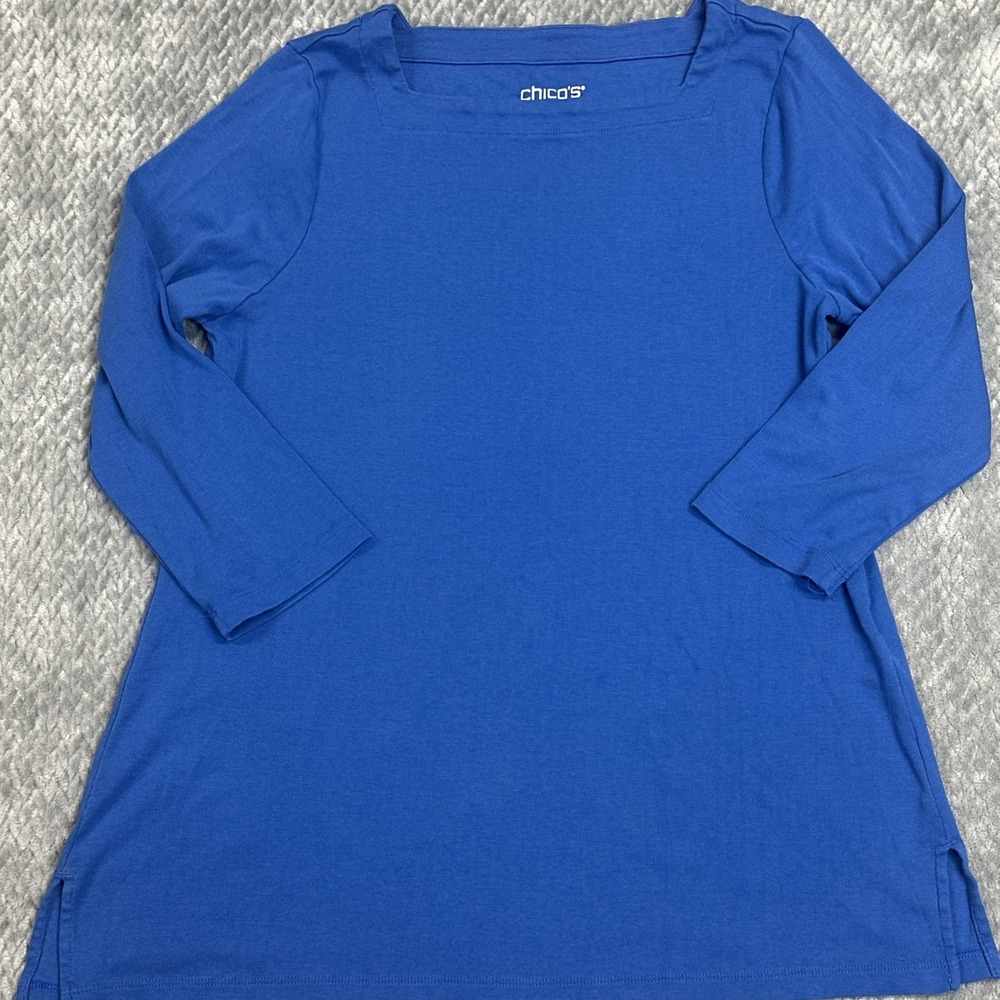 Lot Of 2 Chicos Large Pima Cotton Shirts Basic Closet Staple Lot Top Size 2 - Picture 8 of 9